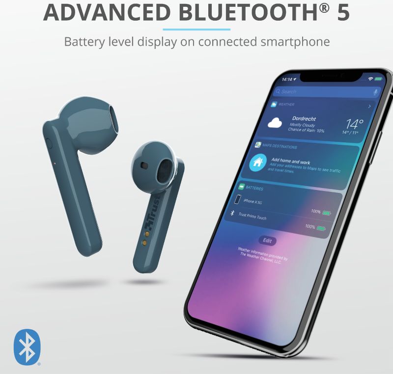Trust Primo Touch Wireless Bluetooth Earphones Blauw afbeelding 13