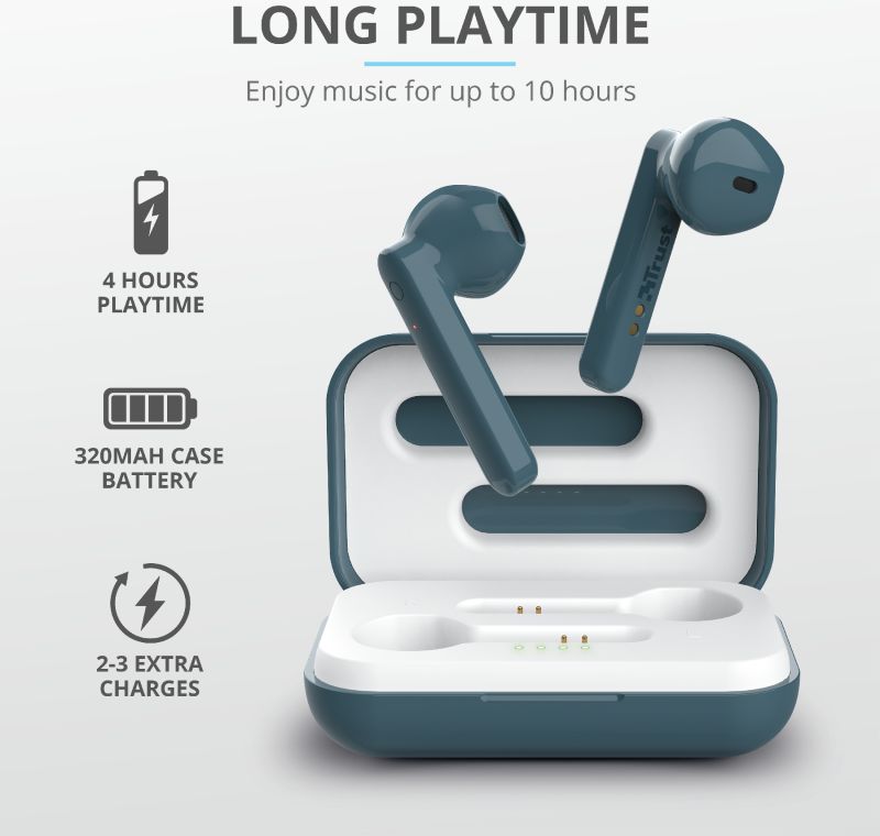 Trust Primo Touch Wireless Bluetooth Earphones Blauw afbeelding 10