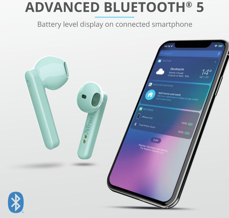 Trust Primo Touch Wireless Bluetooth Earphones Mint Groen afbeelding 12