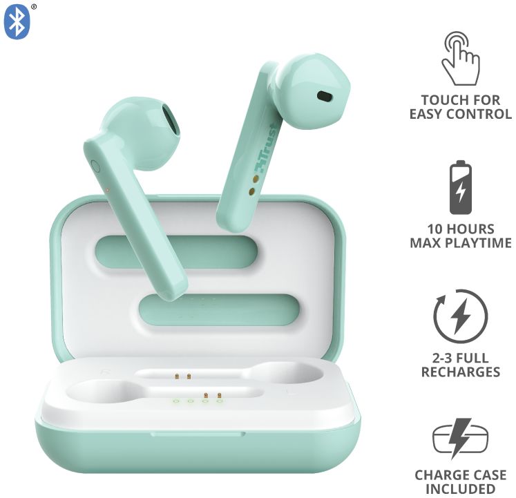 Trust Primo Touch Wireless Bluetooth Earphones Mint Groen afbeelding 8