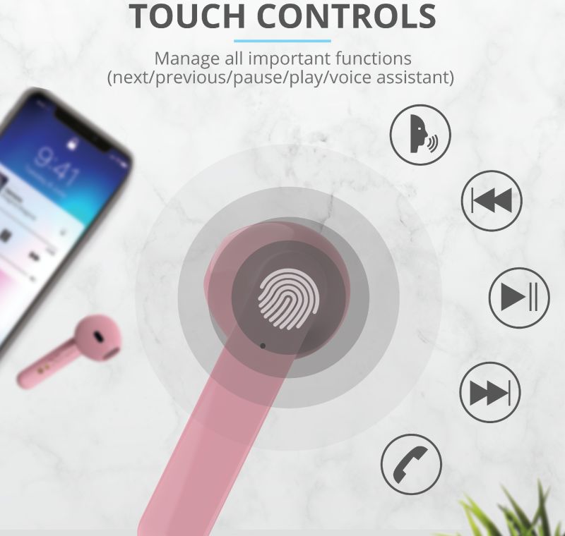 Trust Primo Touch Wireless Bluetooth Earphones Roze afbeelding 11