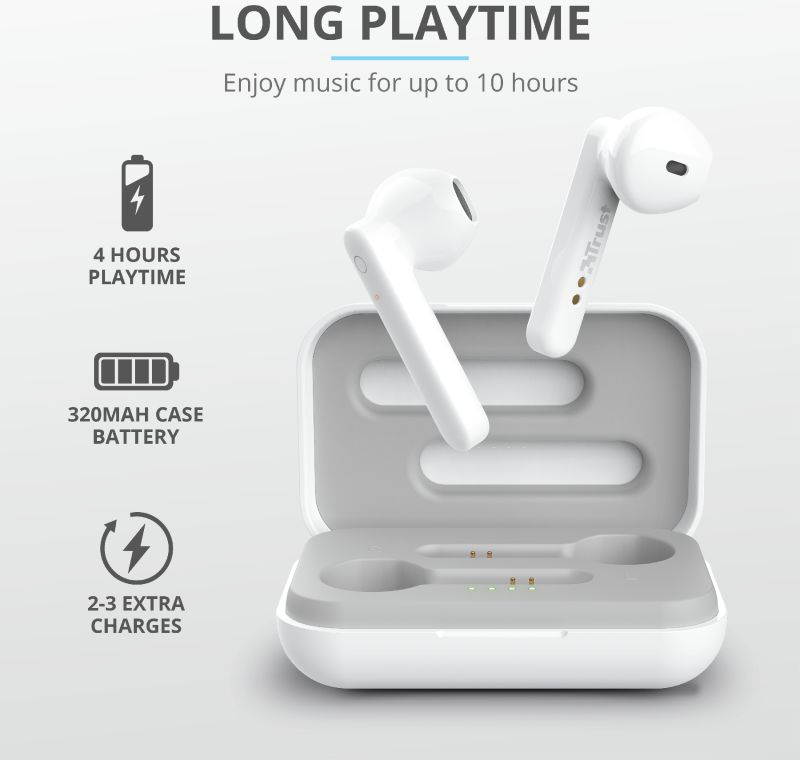 Trust Primo Touch Wireless Bluetooth Earphones Wit afbeelding 10