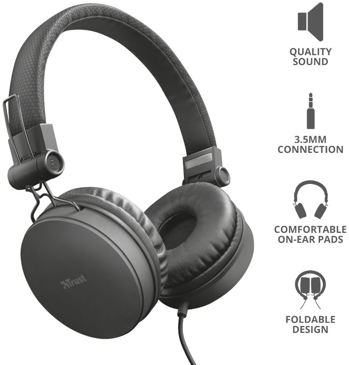Trust Tones Wired On-Ear Koptelefoon Zwart afbeelding 9