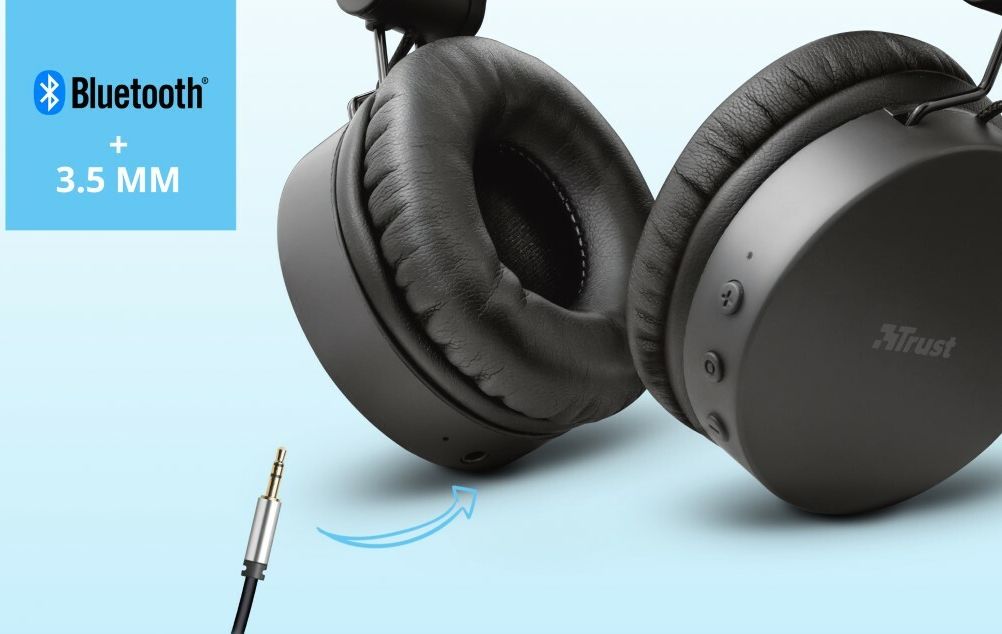 Trust Tones Bedraad/Bluetooth Draadloze On-Ear Koptelefoon Zwart afbeelding 7