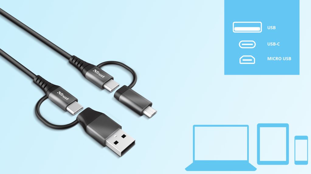 Trust Keyla 4-in-1 USB Data en Oplaad Kabel 1 Meter afbeelding 16