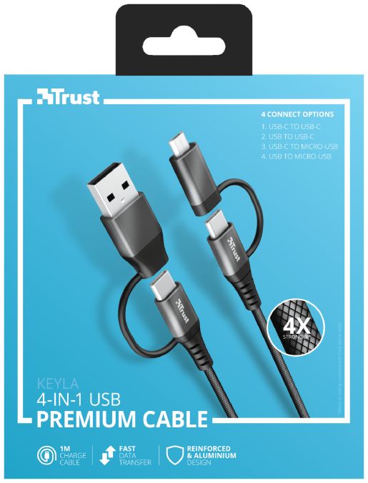 Trust Keyla 4-in-1 USB Data en Oplaad Kabel 1 Meter afbeelding 18