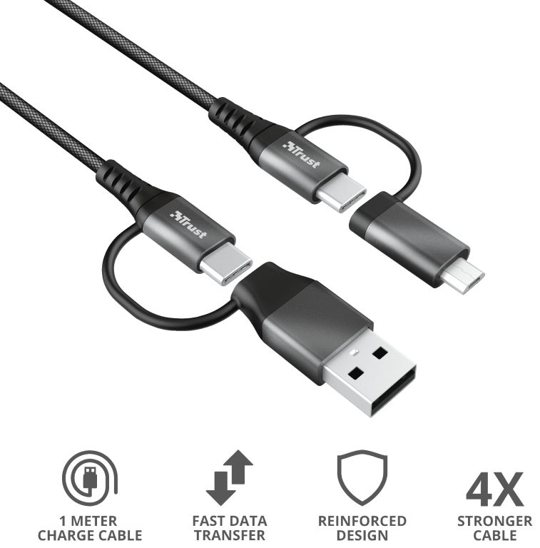 Trust Keyla 4-in-1 USB Data en Oplaad Kabel 1 Meter afbeelding 9