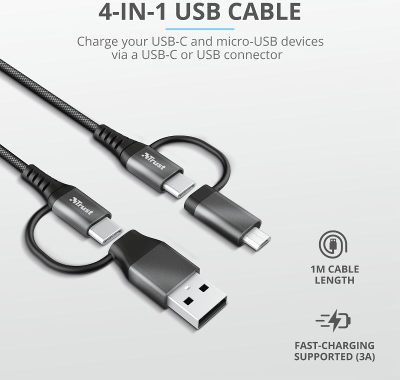 Trust Keyla 4-in-1 USB Data en Oplaad Kabel 1 Meter afbeelding 5