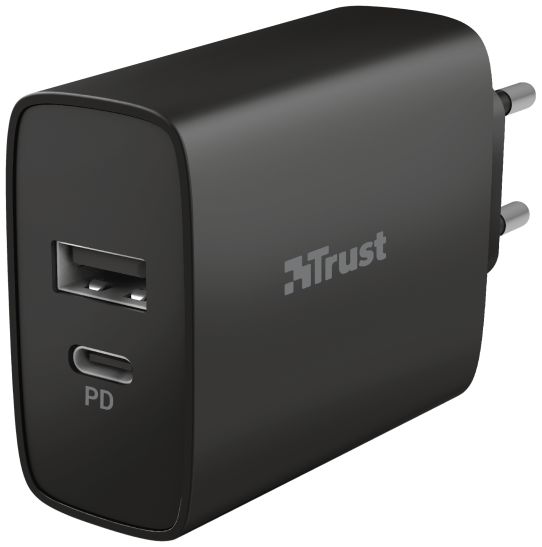Trust Qmax Snellader 30W USB + USB-C Oplader met Power Delivery Zwart afbeelding 1