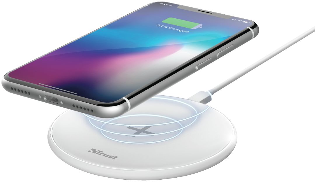 Trust Qylo Draadloze Oplader 10W Fast Charge + MicroUSB kabel 1M Wit afbeelding 1