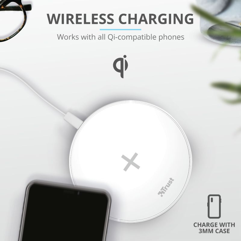 Trust Qylo Draadloze Oplader 10W Fast Charge + MicroUSB kabel 1M Wit afbeelding 4