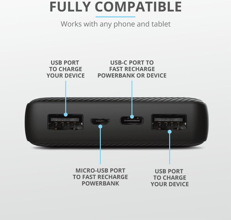 Trust Primo Compact PowerBank 15.000 mAh Fast Charge USB/USB-C Zwart afbeelding 4