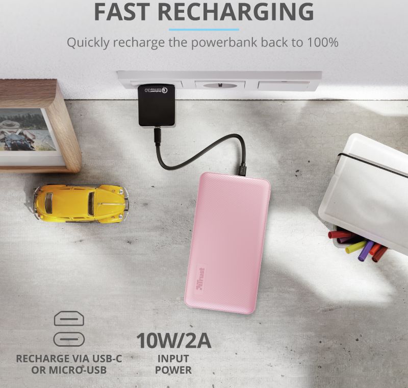 Trust Primo Compact USB-C PowerBank 15.000 mAh Roze afbeelding 12