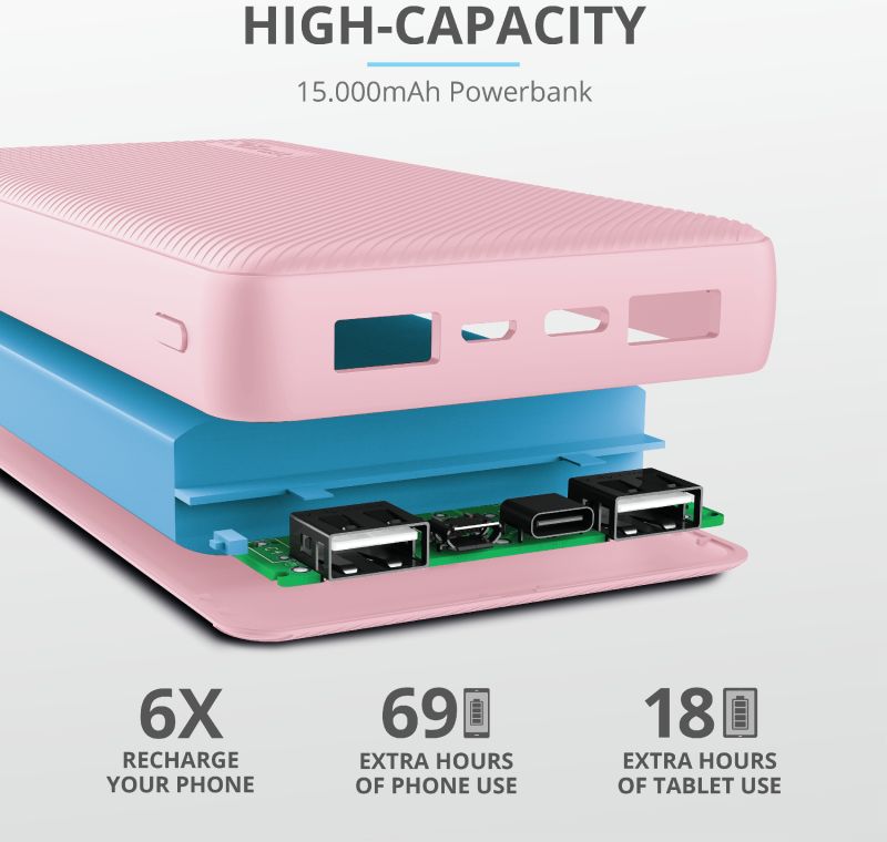 Trust Primo Compact USB-C PowerBank 15.000 mAh Roze afbeelding 7