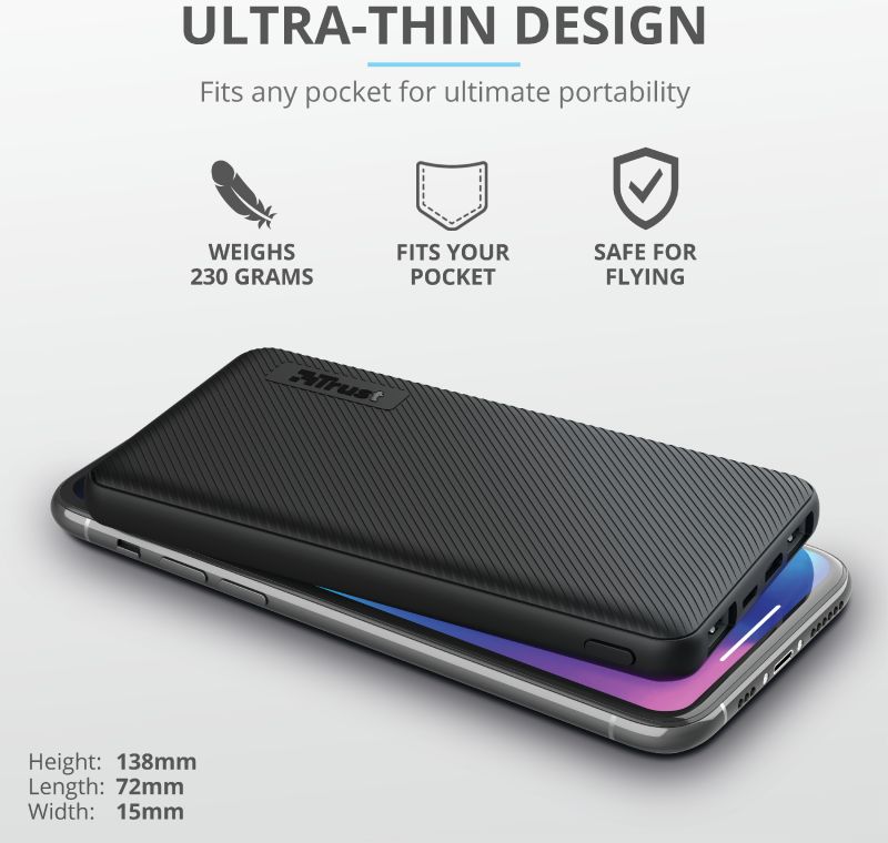 Trust Primo Ultra Dunne USB-C PowerBank 10.000 mAh Zwart afbeelding 9