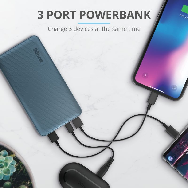 Trust Primo Ultra Dunne USB-C PowerBank 10.000 mAh Blauw afbeelding 9