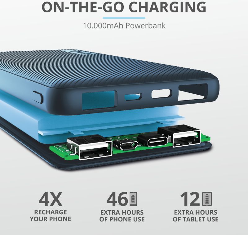 Trust Primo Ultra Dunne USB-C PowerBank 10.000 mAh Blauw afbeelding 6
