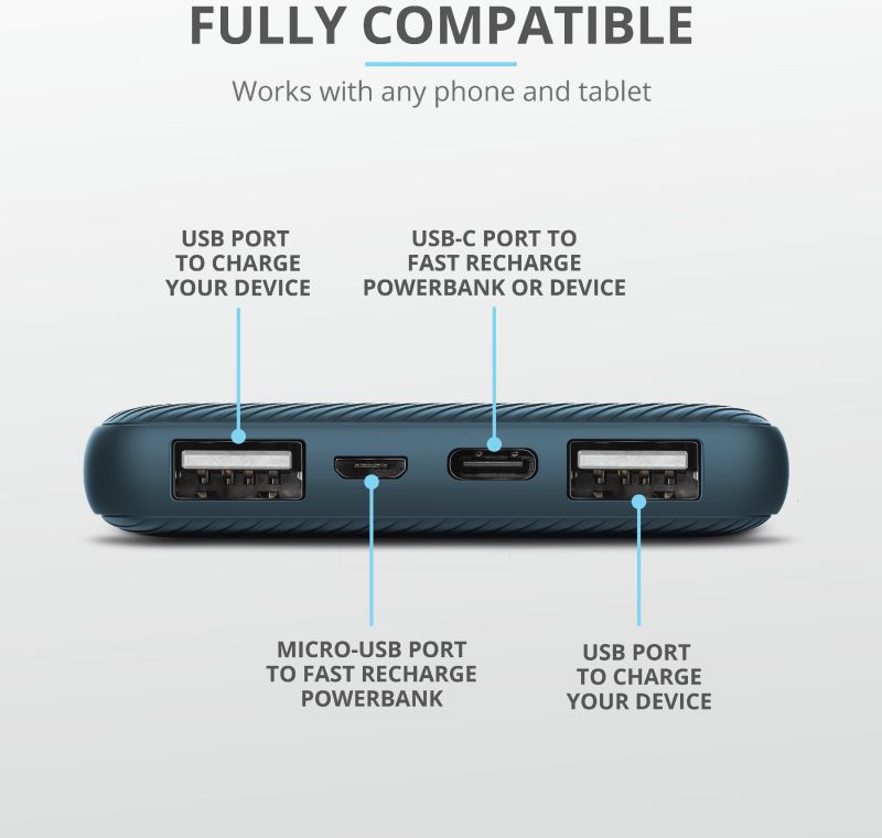 Trust Primo Ultra Dunne USB-C PowerBank 10.000 mAh Blauw afbeelding 8