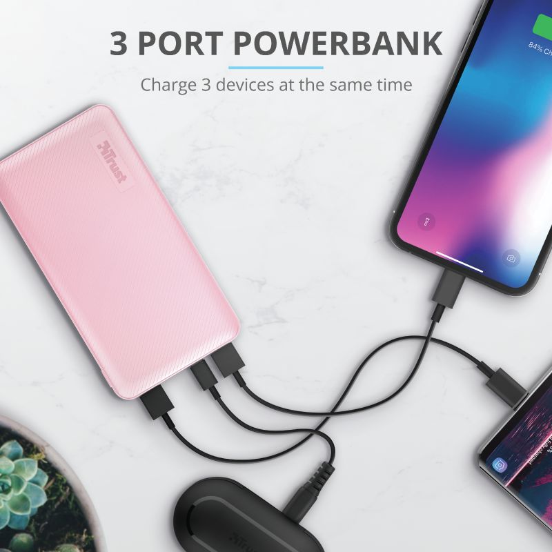 Trust Primo Ultra Dunne USB-C PowerBank 10.000 mAh Roze afbeelding 9