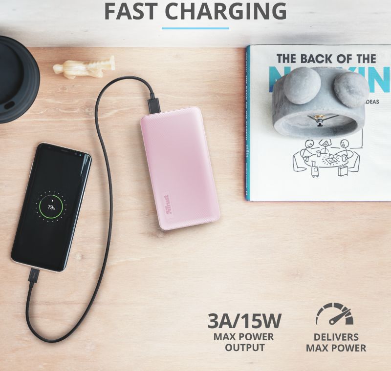 Trust Primo Ultra Dunne USB-C PowerBank 10.000 mAh Roze afbeelding 10