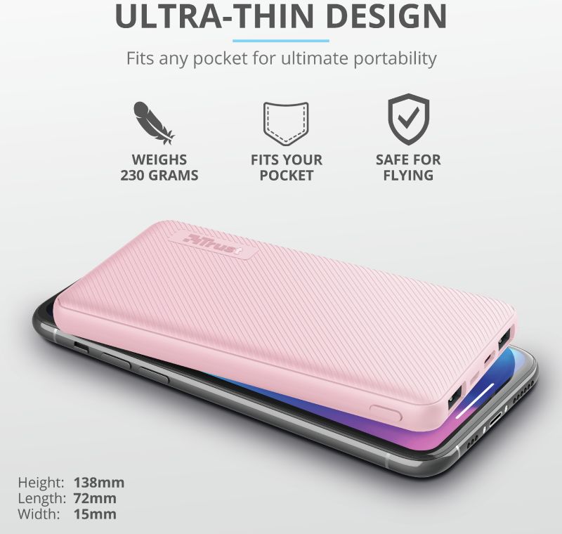 Trust Primo Ultra Dunne USB-C PowerBank 10.000 mAh Roze afbeelding 7