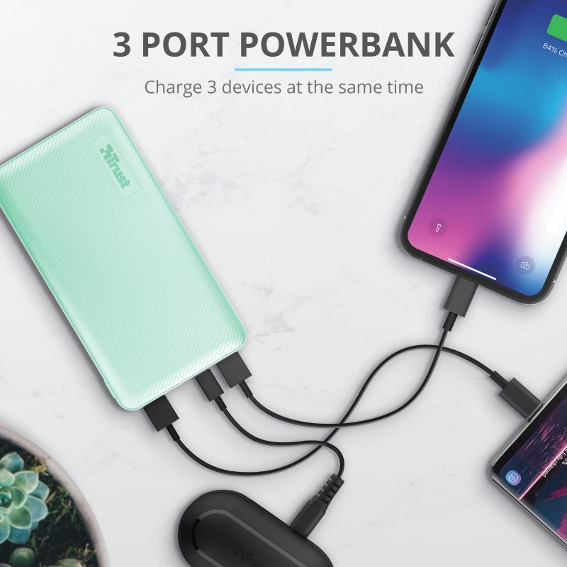 Trust Primo Ultra Dunne USB-C PowerBank 10.000 mAh Mint Groen afbeelding 9
