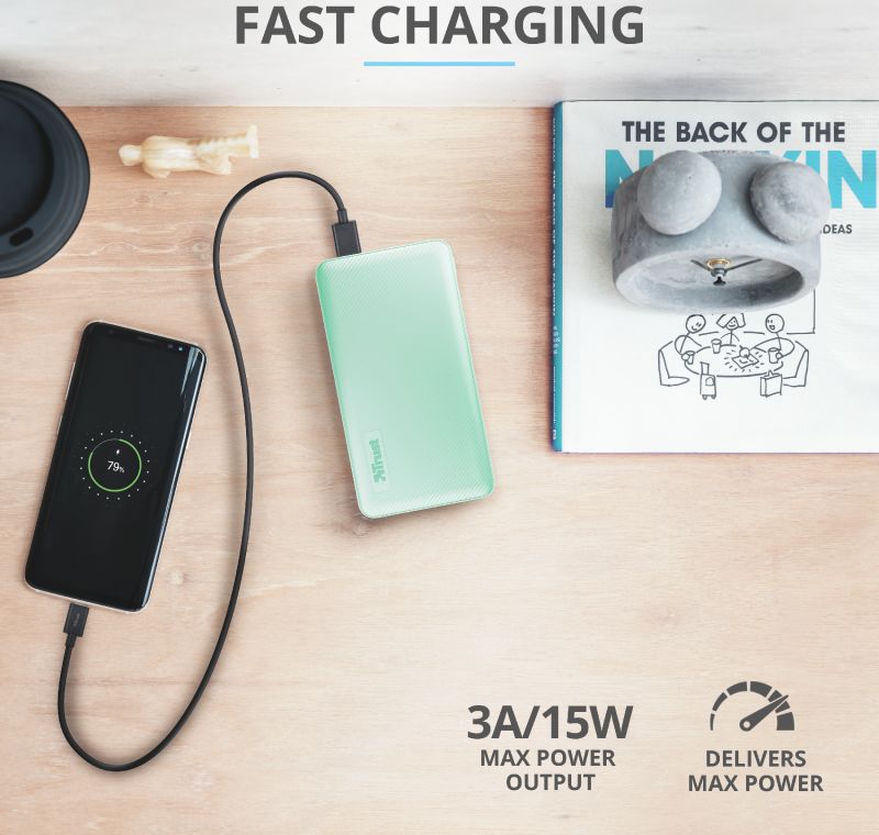 Trust Primo Ultra Dunne USB-C PowerBank 10.000 mAh Mint Groen afbeelding 10