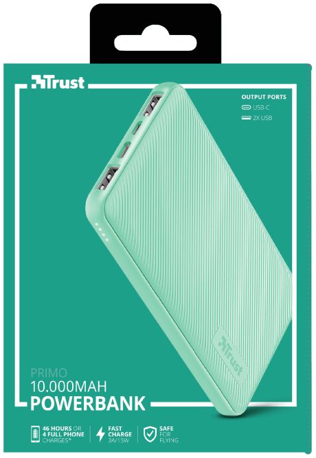 Trust Primo Ultra Dunne USB-C PowerBank 10.000 mAh Mint Groen afbeelding 15