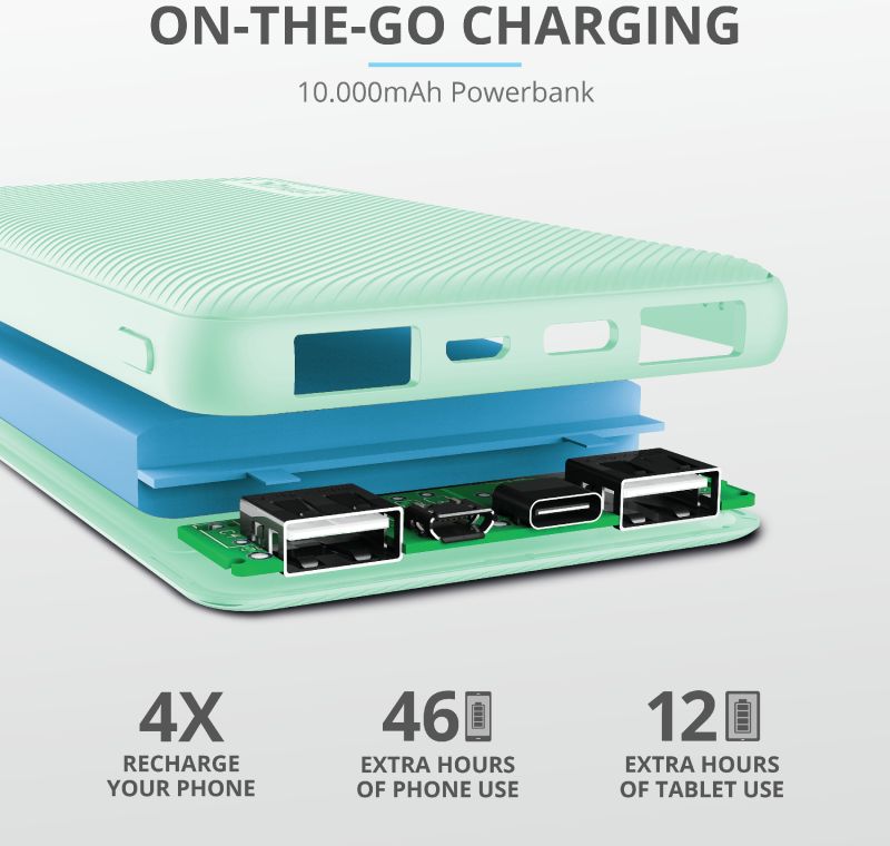 Trust Primo Ultra Dunne USB-C PowerBank 10.000 mAh Mint Groen afbeelding 6