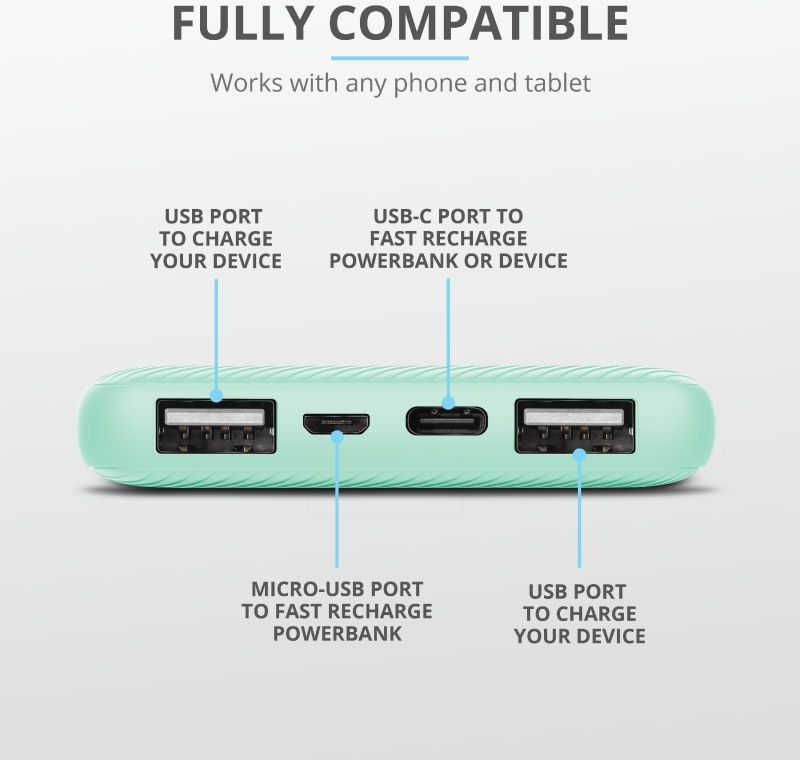 Trust Primo Ultra Dunne USB-C PowerBank 10.000 mAh Mint Groen afbeelding 8