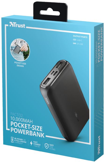 Trust Pacto2 Pocket-Size Fast Charge Powerbank 10.000 mAh Zwart afbeelding 14