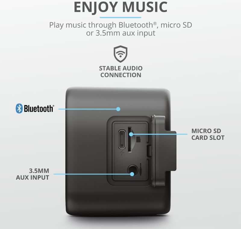 Trust Zowy Max Stylish Bluetooth Wireless Speaker Zwart afbeelding 9
