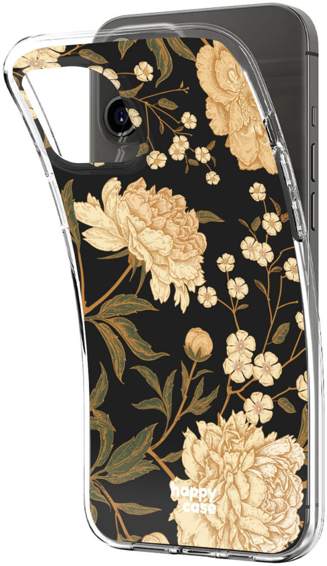 HappyCase iPhone 12 / 12 Pro Hoesje Flexibel TPU Gele Rozen Print afbeelding 5
