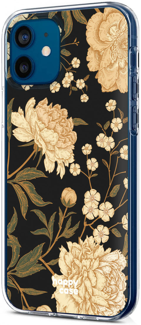 HappyCase iPhone 12 / 12 Pro Hoesje Flexibel TPU Gele Rozen Print afbeelding 6