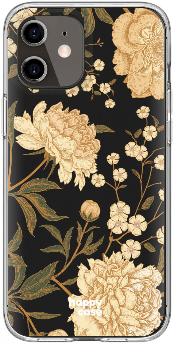 HappyCase iPhone 12 / 12 Pro Hoesje Flexibel TPU Gele Rozen Print afbeelding 1