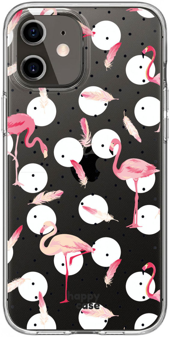 HappyCase iPhone 12 / 12 Pro Hoesje Flexibel TPU Flamingo Print afbeelding 7