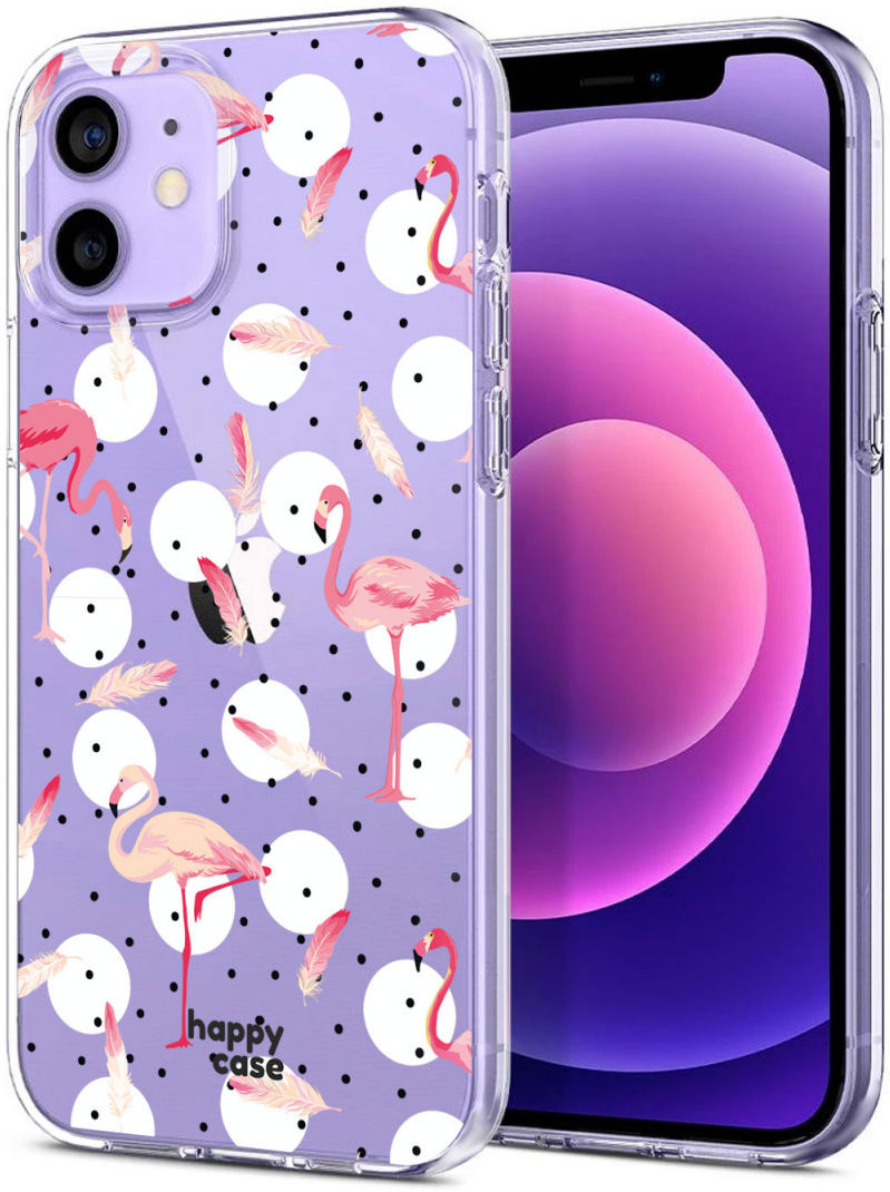 HappyCase iPhone 12 / 12 Pro Hoesje Flexibel TPU Flamingo Print afbeelding 2