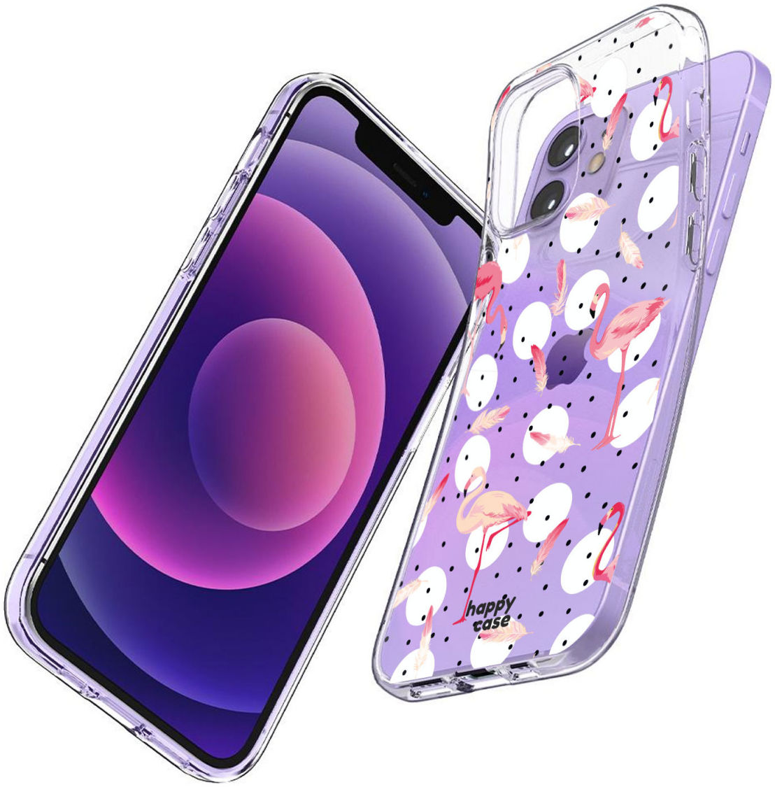 HappyCase iPhone 12 / 12 Pro Hoesje Flexibel TPU Flamingo Print afbeelding 4