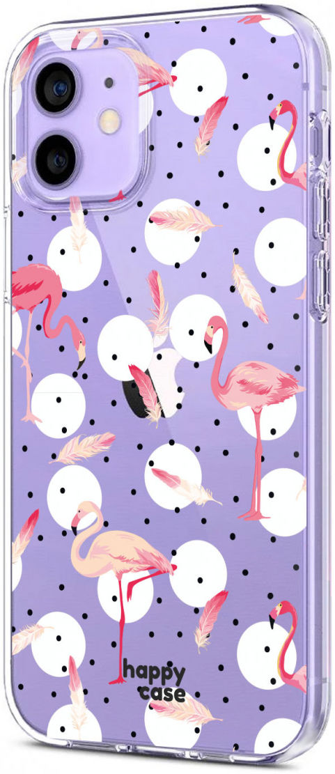 HappyCase iPhone 12 / 12 Pro Hoesje Flexibel TPU Flamingo Print afbeelding 6