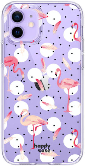 HappyCase iPhone 12 / 12 Pro Hoesje Flexibel TPU Flamingo Print afbeelding 1
