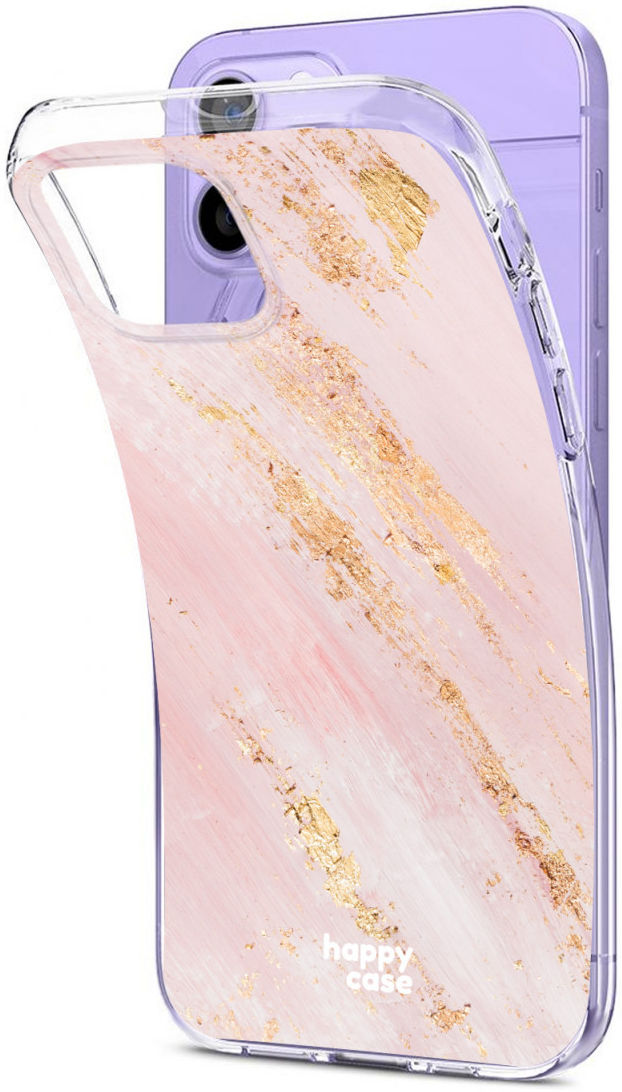 HappyCase iPhone 12 / 12 Pro Hoesje Flexibel TPU Pink Marmer Print afbeelding 8