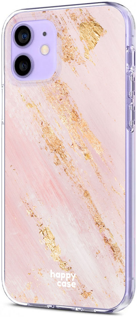 HappyCase iPhone 12 / 12 Pro Hoesje Flexibel TPU Pink Marmer Print afbeelding 9
