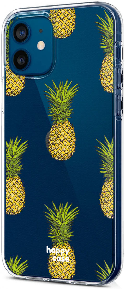 HappyCase iPhone 12 / 12 Pro Hoesje Flexibel TPU Ananas Print afbeelding 6