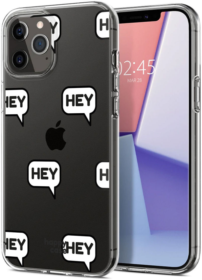 HappyCase iPhone 12 / 12 Pro Hoesje Flexibel TPU Hey Print afbeelding 2