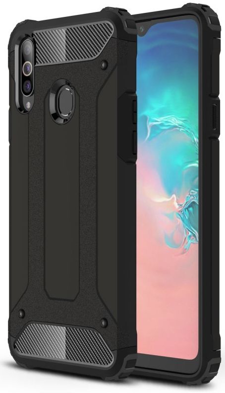 Samsung Galaxy A20s Hoesje Shock Proof Hybride Back Cover Zwart afbeelding 1