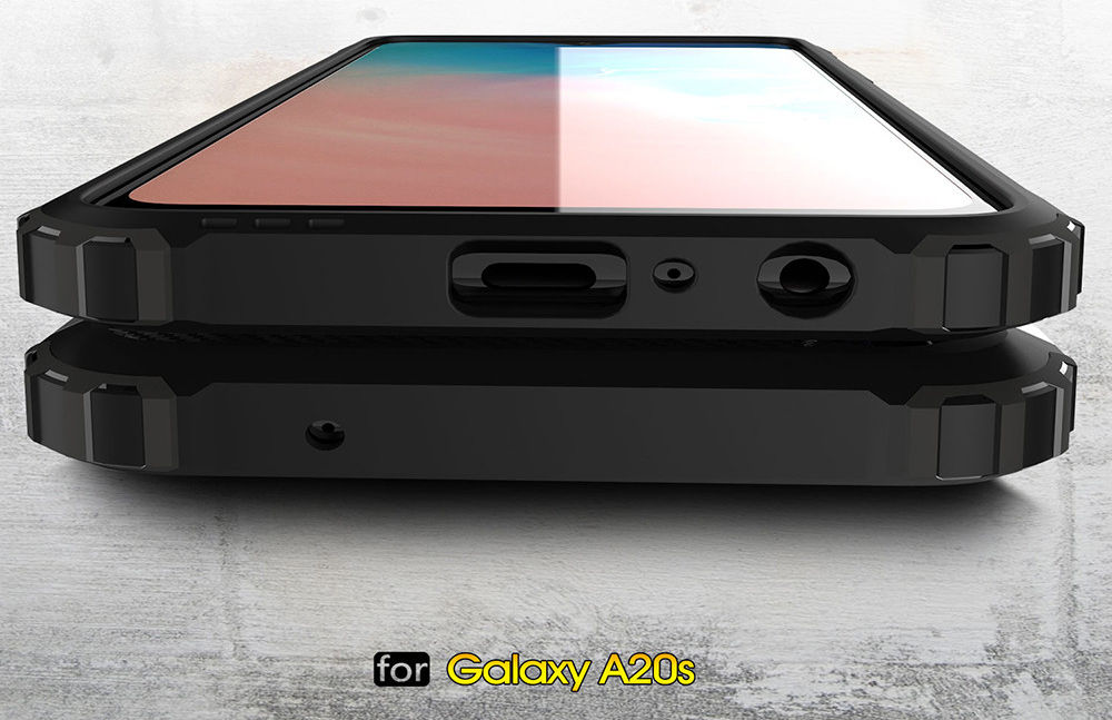 Samsung Galaxy A20s Hoesje Shock Proof Hybride Back Cover Zwart afbeelding 2