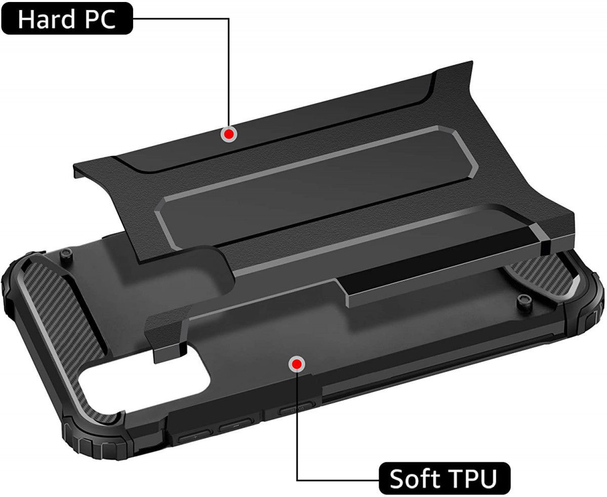 Samsung Galaxy A20s Hoesje Shock Proof Hybride Back Cover Zwart afbeelding 12