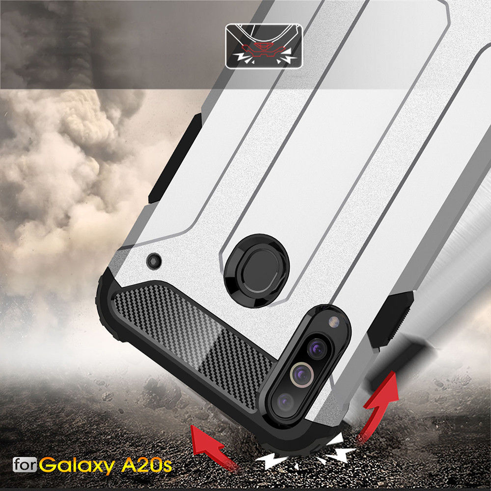 Samsung Galaxy A20s Hoesje Shock Proof Hybride Back Cover Zwart afbeelding 6