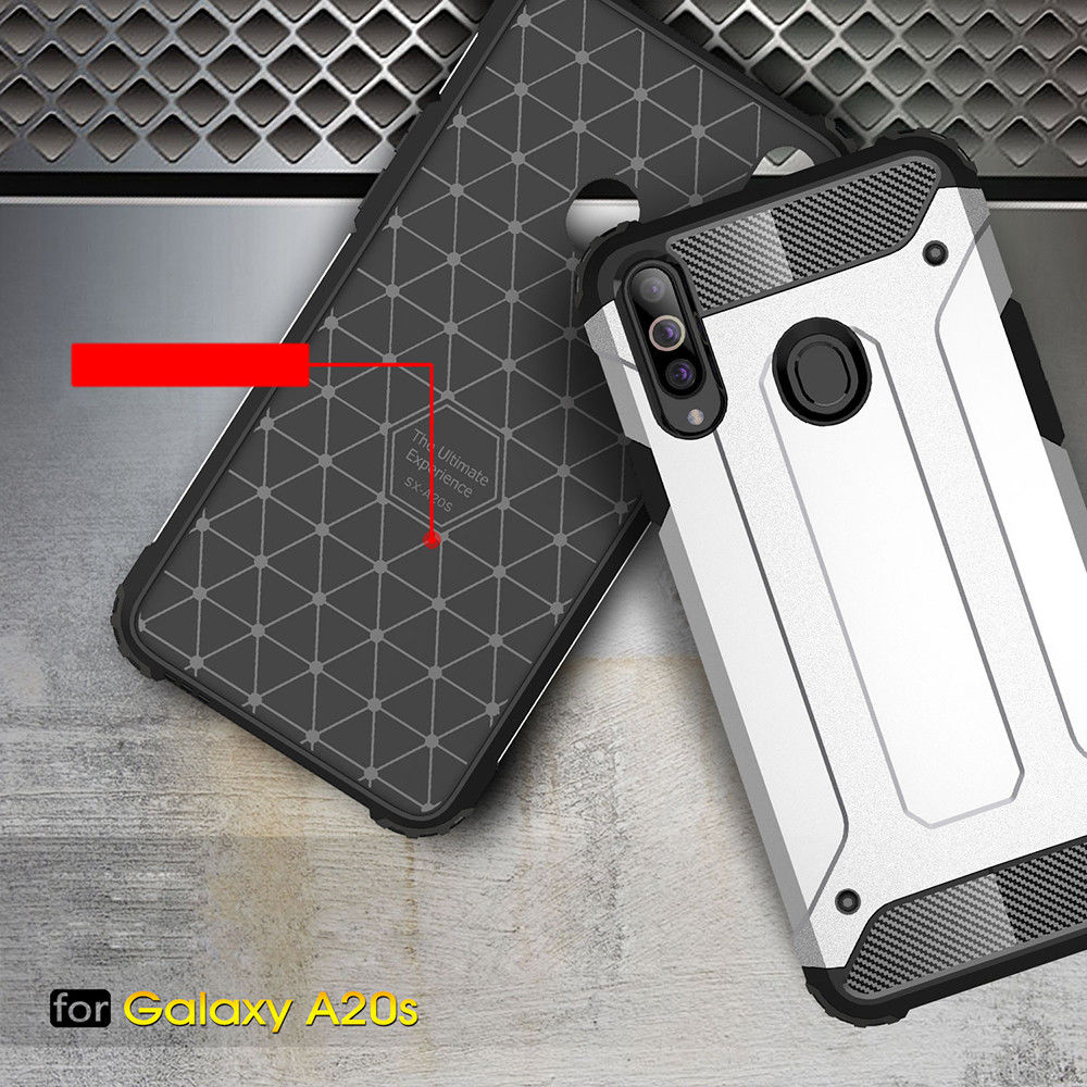 Samsung Galaxy A20s Hoesje Shock Proof Hybride Back Cover Zwart afbeelding 7