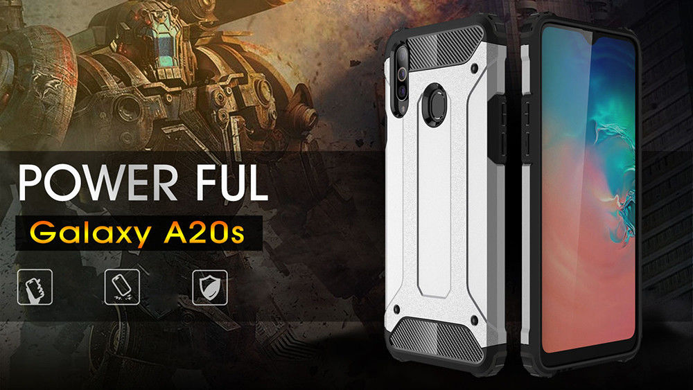 Samsung Galaxy A20s Hoesje Shock Proof Hybride Back Cover Zwart afbeelding 10